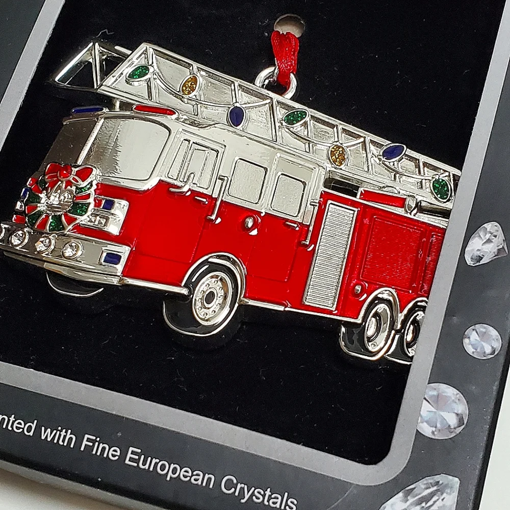 Christmas Tree Holiday Ornament Brilliant Bright Red Fire Engine Truck 3.5' - Picture 13 of 16